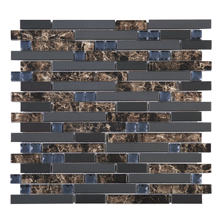 Gray and Brown Glass Linear Mosaic Wall Tile