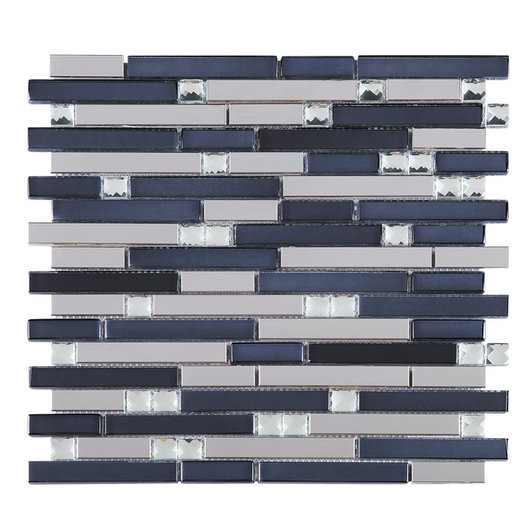 Dark Blue Glass Micro-Beveled Mosaic Wall Tile