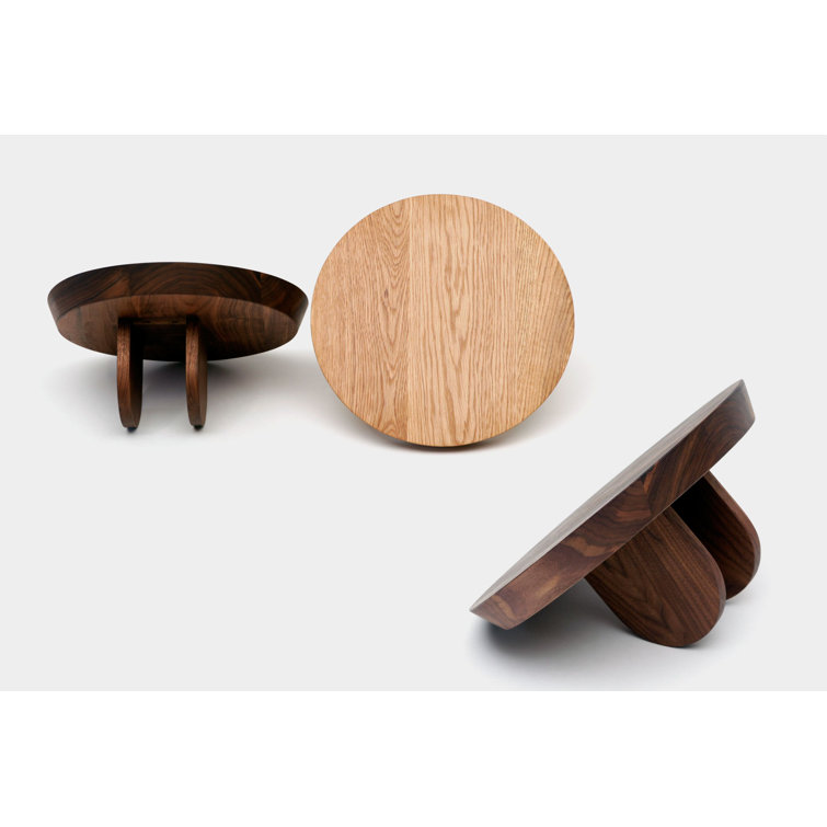Walnut Round Solid Wood Sofa Tray