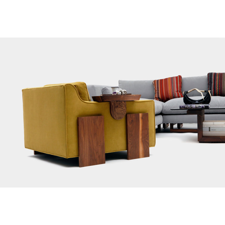 Walnut Round Solid Wood Sofa Tray