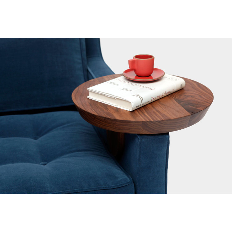 Walnut Round Solid Wood Sofa Tray