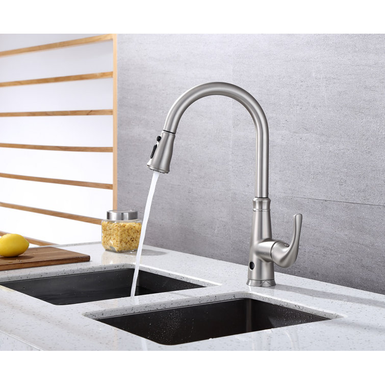 Brushed Nickel Single Handle Pull-Down Kitchen Faucet with Spray