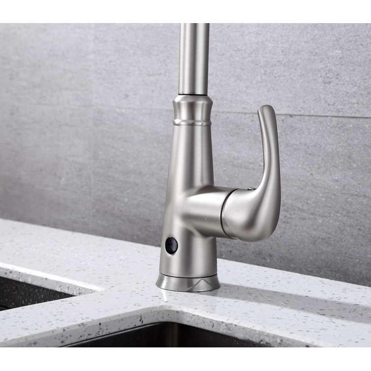 Brushed Nickel Single Handle Pull-Down Kitchen Faucet with Spray