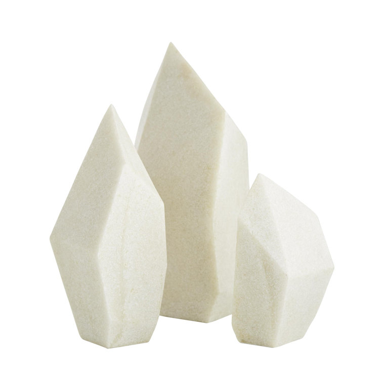Ivory Resin Geometric Sculptures Set of 3