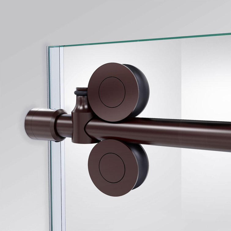Enigma-XO 55-59" Frameless Sliding Shower Door with Polished Stainless Steel Hardware