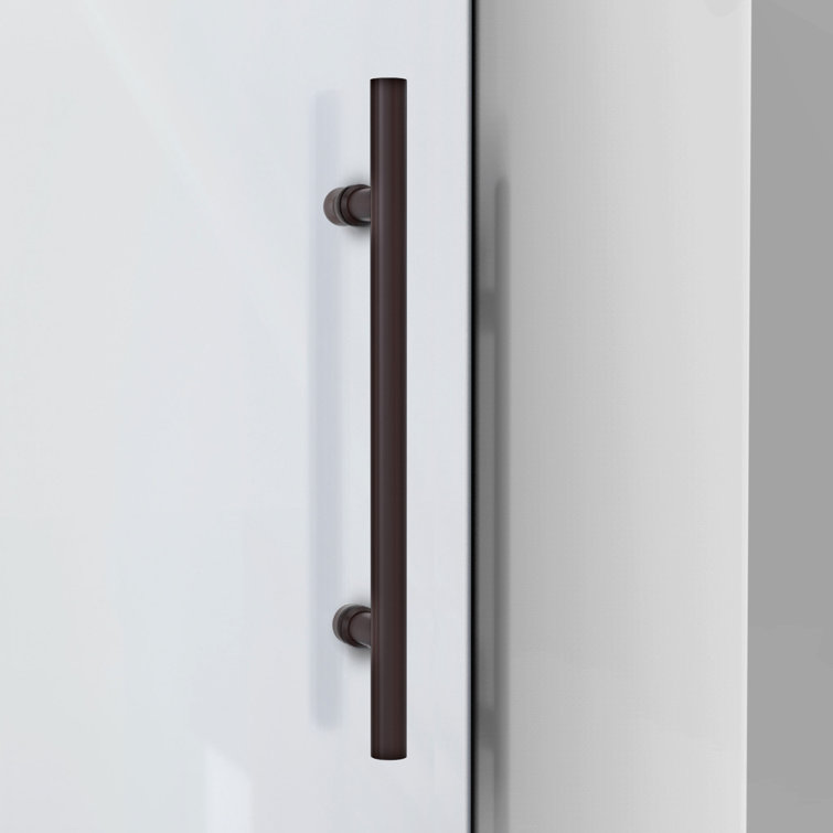 Enigma-XO 55-59" Frameless Sliding Shower Door with Polished Stainless Steel Hardware