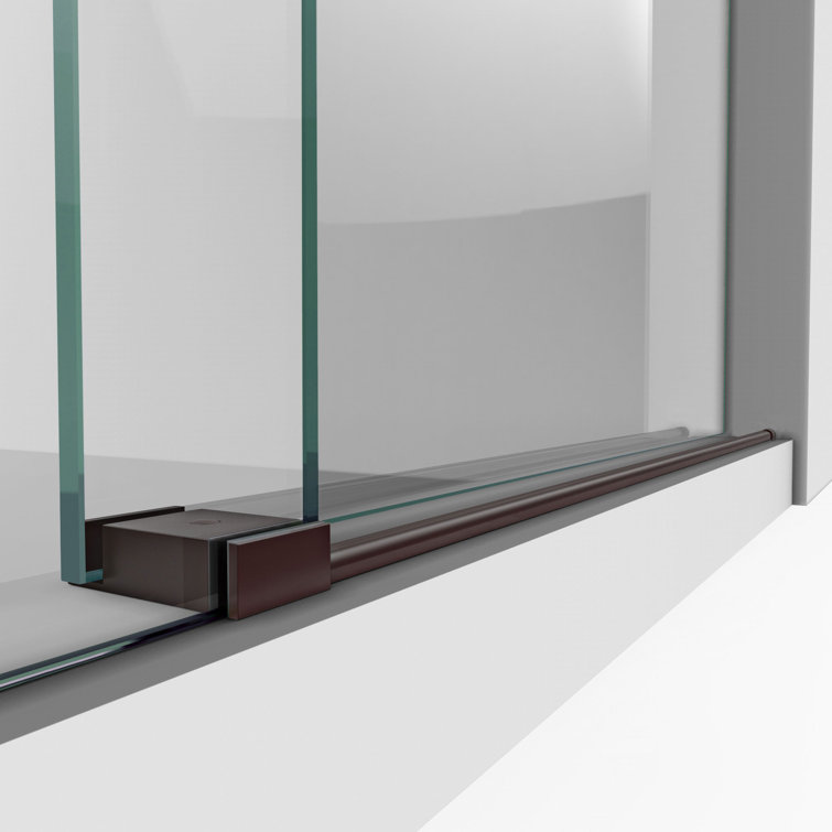 Enigma-XO 55-59" Frameless Sliding Shower Door with Polished Stainless Steel Hardware