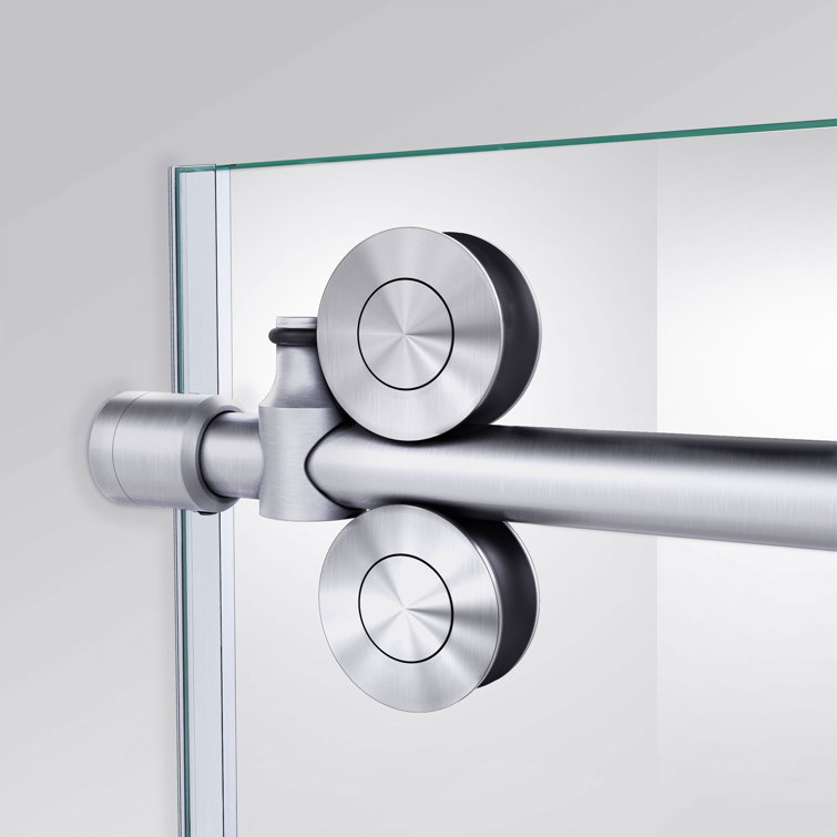 Enigma-XO Frameless Sliding Shower Door with Polished Stainless Steel Hardware