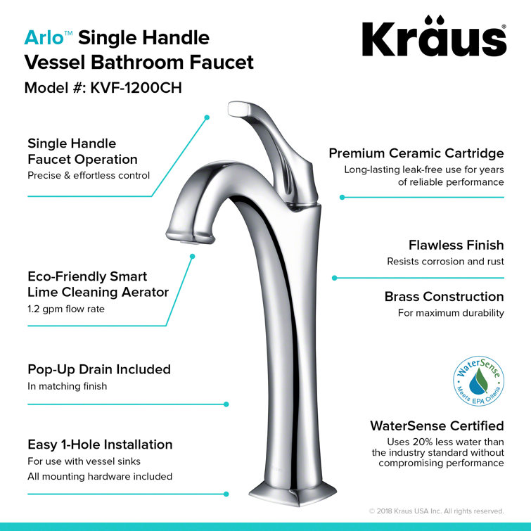 Elegant Arlo 12" Chrome Single-Handle Vessel Bathroom Faucet