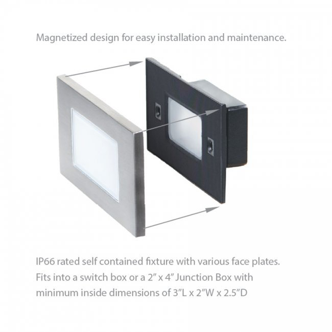 Black LED Vertical Scoop Step and Wall Light with Amber Glass