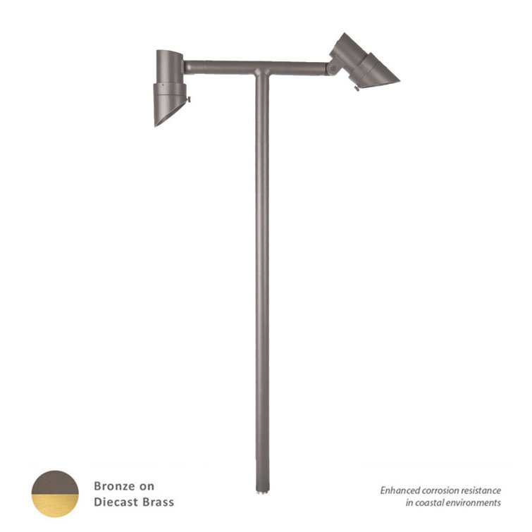 Bronzed Brass Adjustable LED Pathway Light with Dual Heads