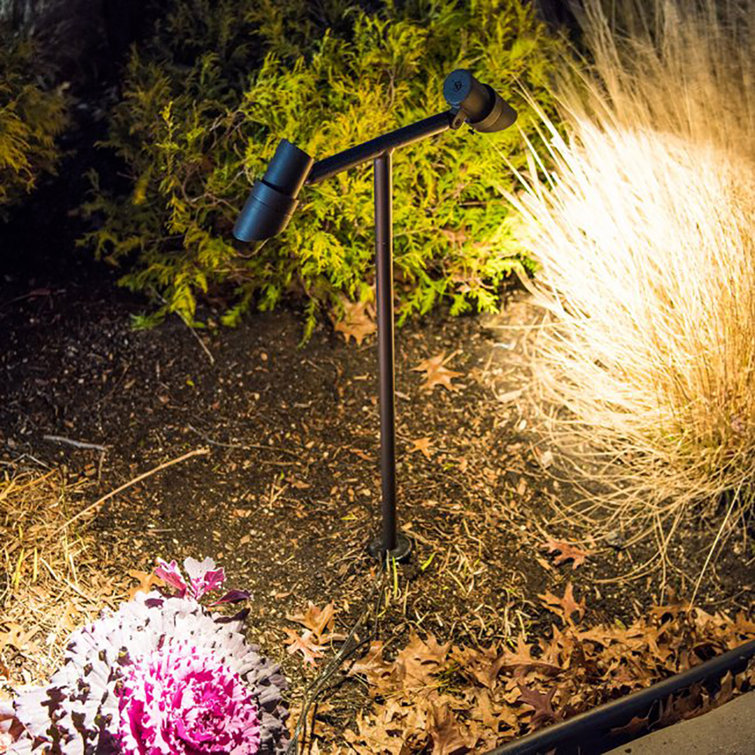 Bronzed Brass Mini Accent LED Pathway Light with Adjustable Stem