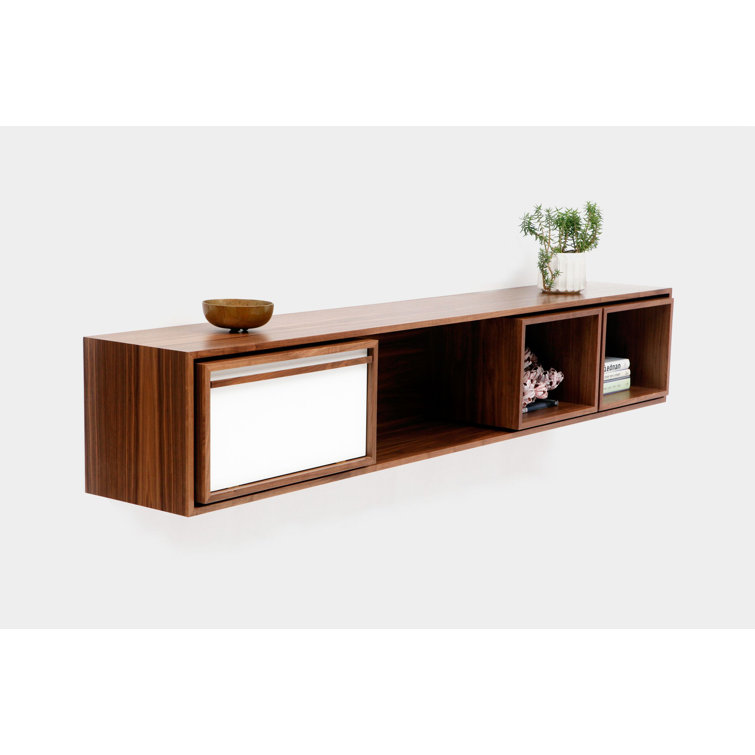 Artigas White Walnut 94" Solid Wood Recessed Wall Shelf