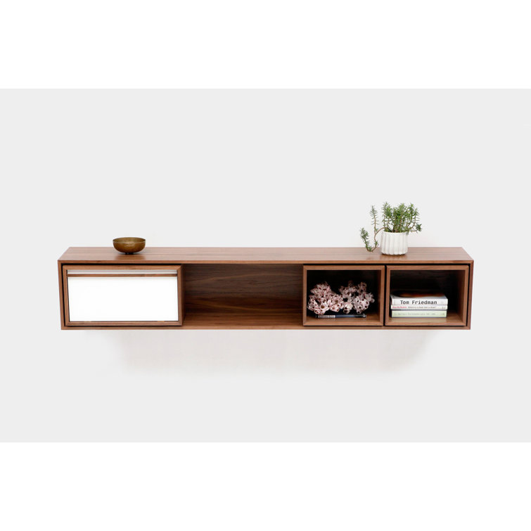 Artigas White Walnut 94" Solid Wood Recessed Wall Shelf