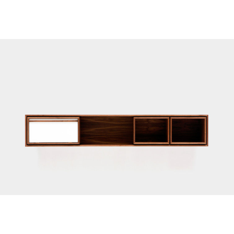 Artigas White Walnut 94" Solid Wood Recessed Wall Shelf