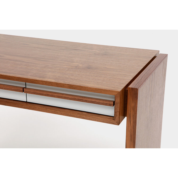 Gray Solid and Manufactured Wood Desk with Drawers