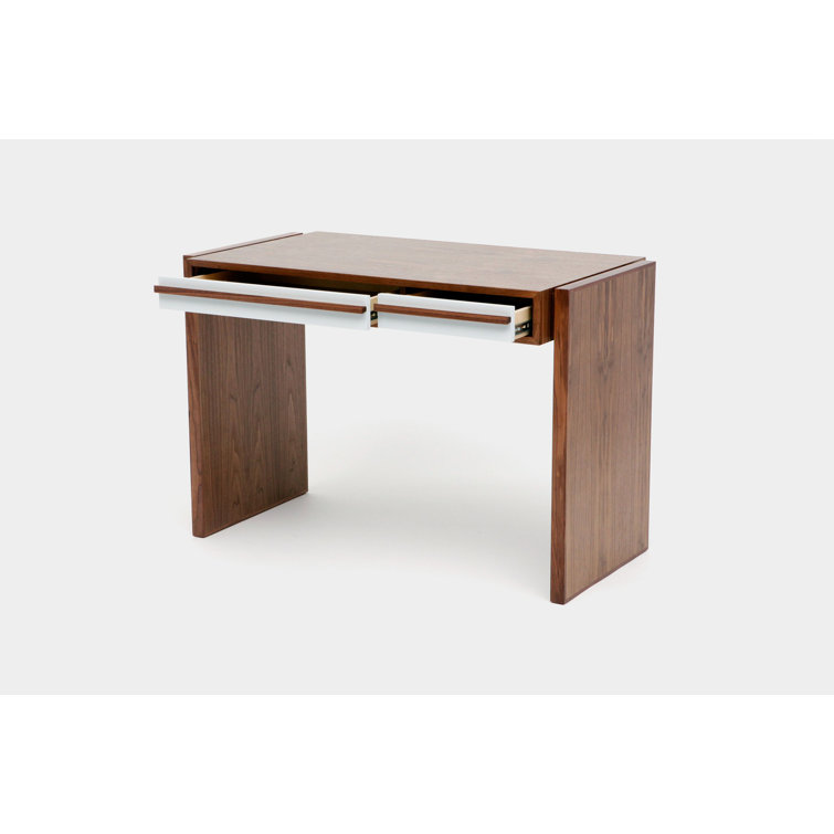 Gray Solid and Manufactured Wood Desk with Drawers