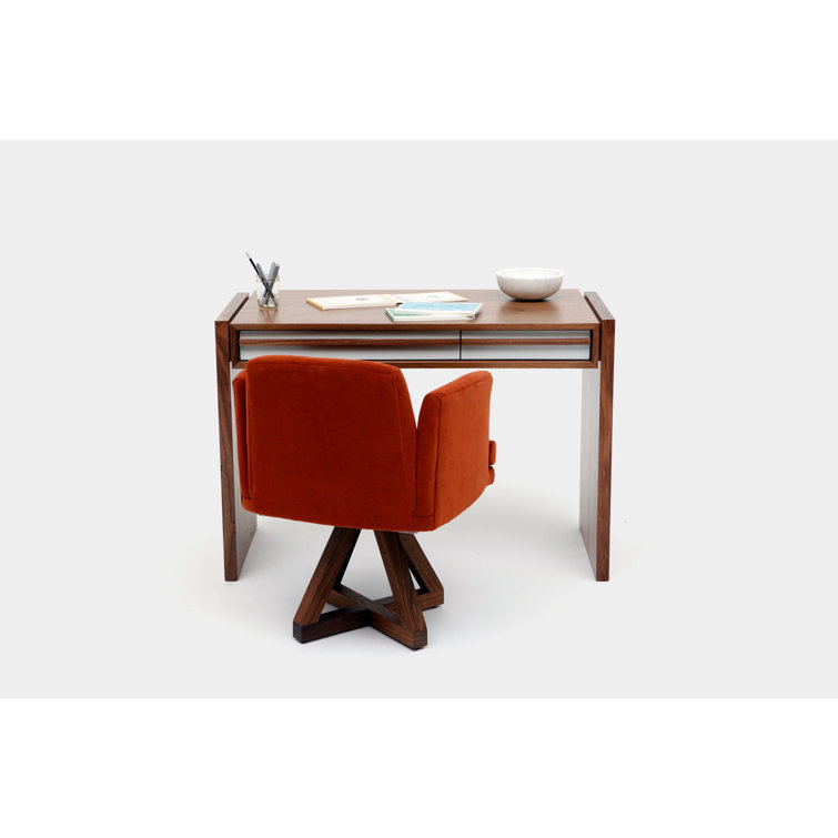 Gray Solid and Manufactured Wood Desk with Drawers