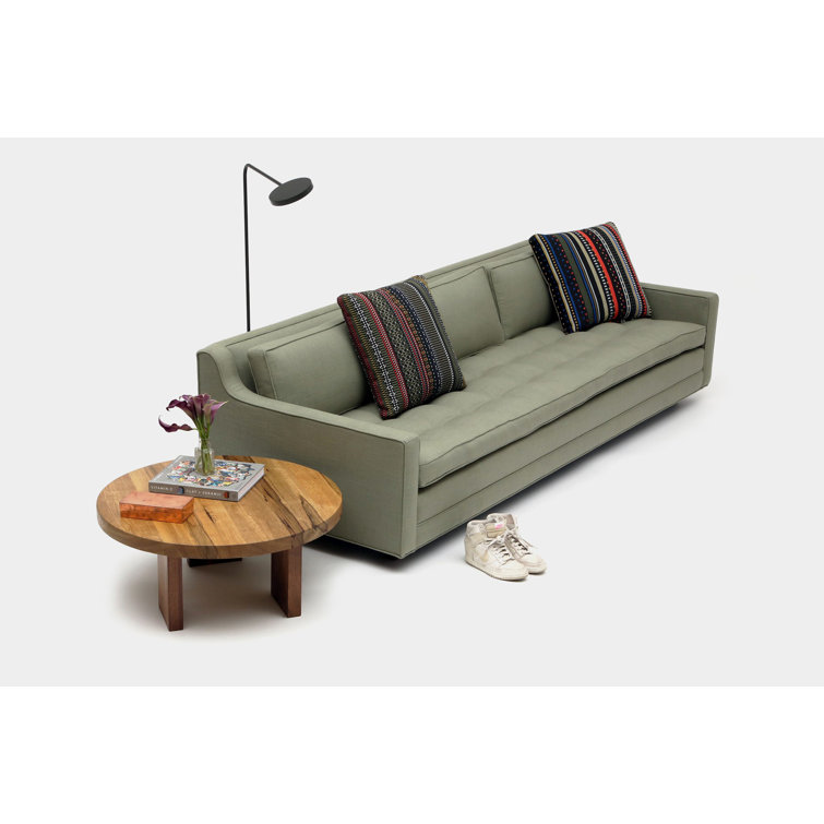 Alder & Walnut Moss Linen Blend 3-Seater Sofa with Square Arms
