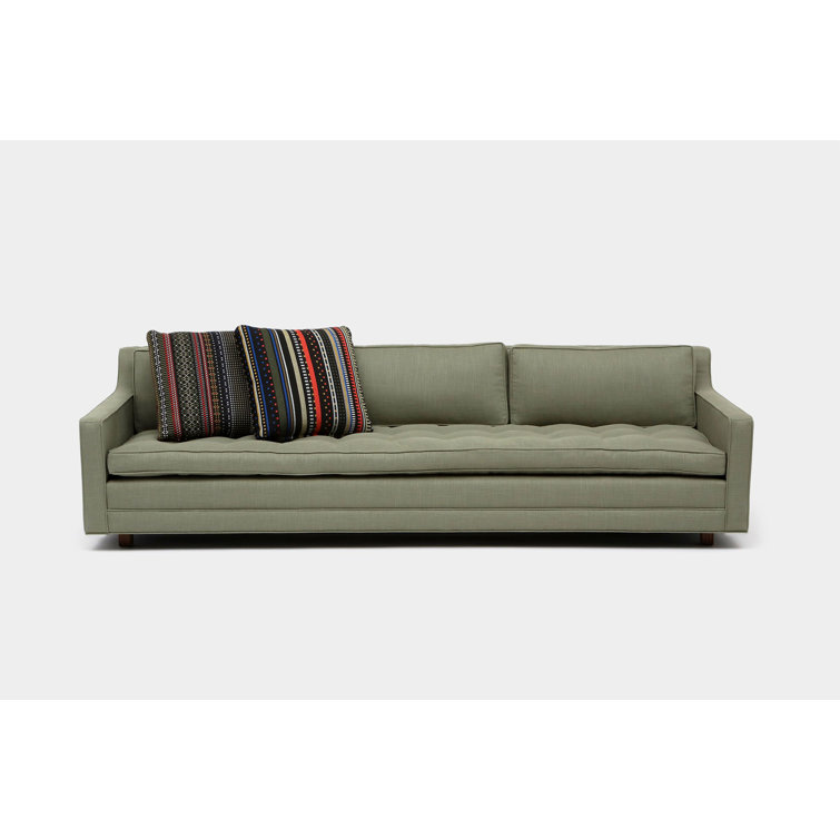 Alder & Walnut Moss Linen Blend 3-Seater Sofa with Square Arms