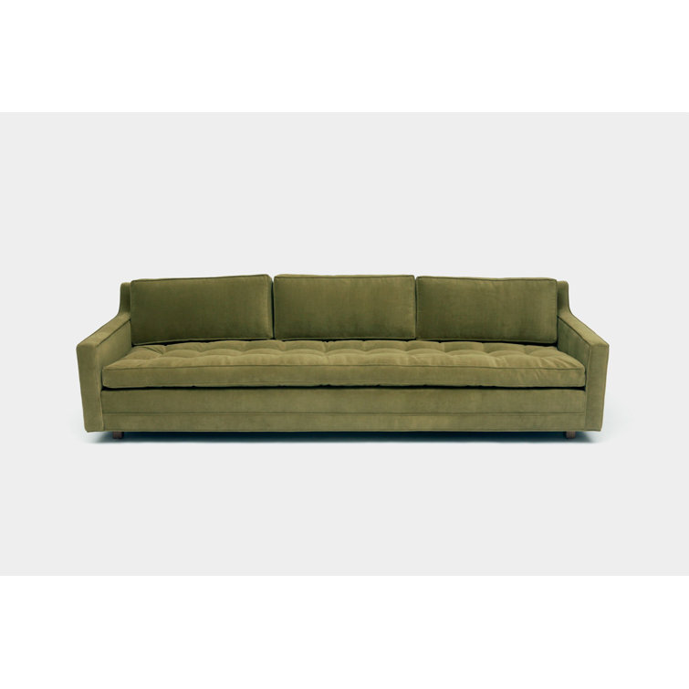 Bramble Aged Velvet Three-Seater Sofa with Pillow Back and Ottoman