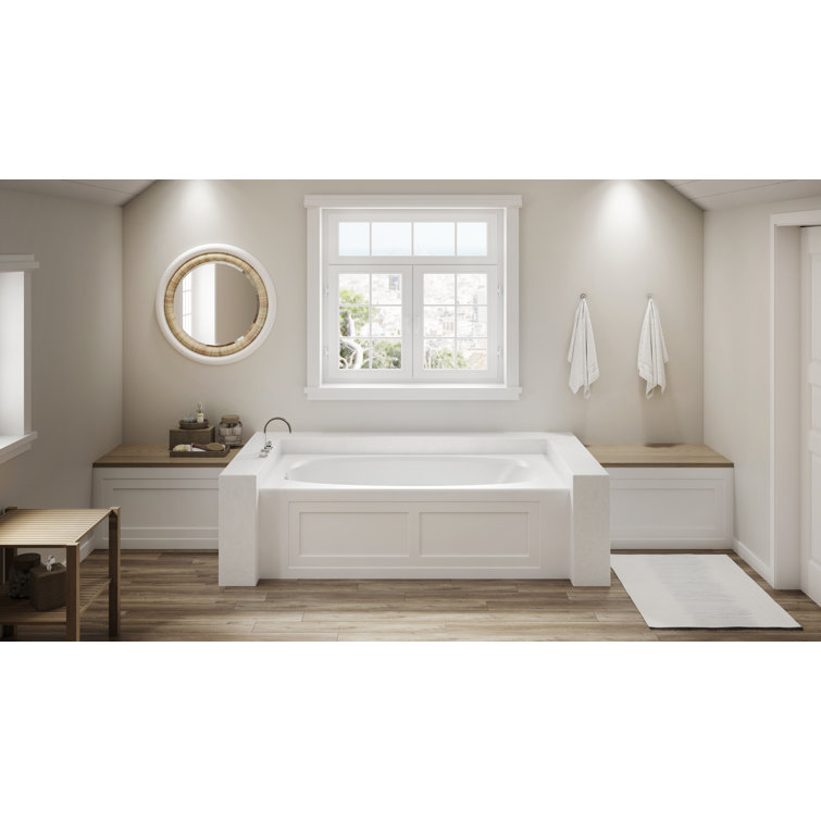 Amiga 72" x 36" Oyster Acrylic Alcove Soaking Bathtub