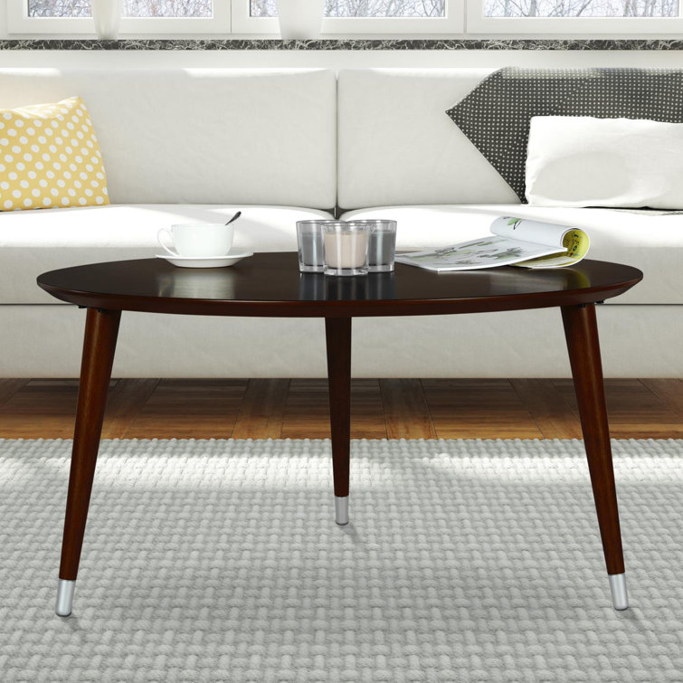 Espresso Wood Veneer Mid-Century Round Coffee Table