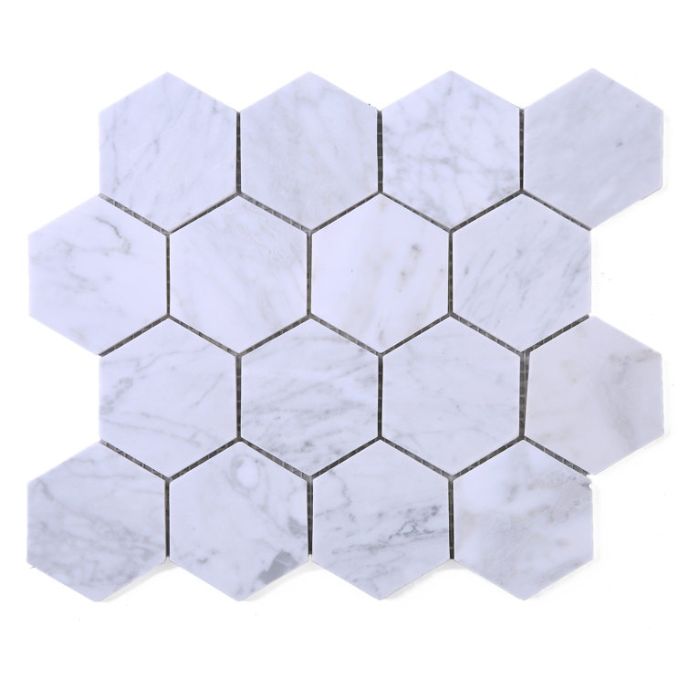 White Carrara Marble Hexagon Mosaic Wall Tile Sheet