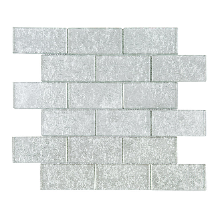 Gray Glass Brick Joint Mosaic Wall Tile Sheet