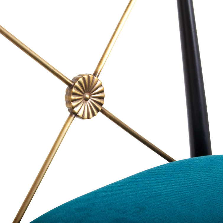 Rialto Peacock and Black Metal Counter Stool with Brass Accents
