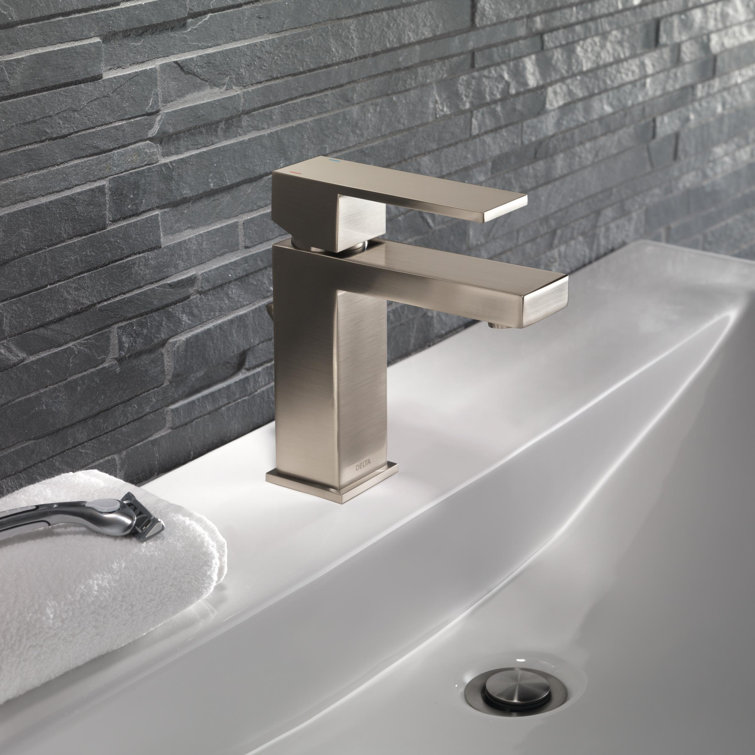 Sleek Modern Single Hole Stainless Steel Bathroom Faucet with Drain Assembly
