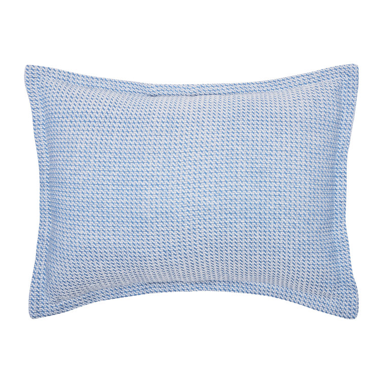 Santorini Blue Embroidered Cotton Standard Pillow Sham