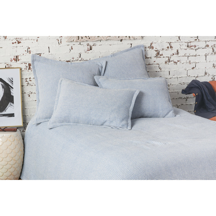 Santorini Blue Embroidered Cotton Standard Pillow Sham