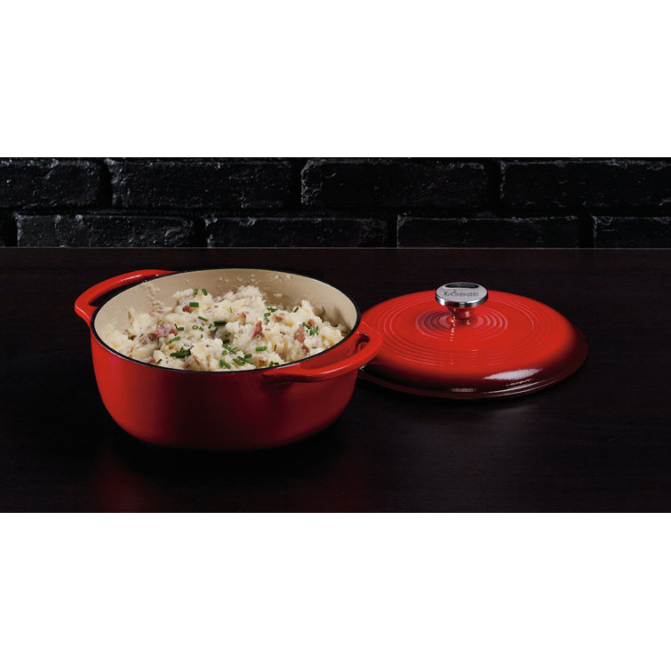 Elegant 6 Qt Red Enameled Cast Iron Dutch Oven