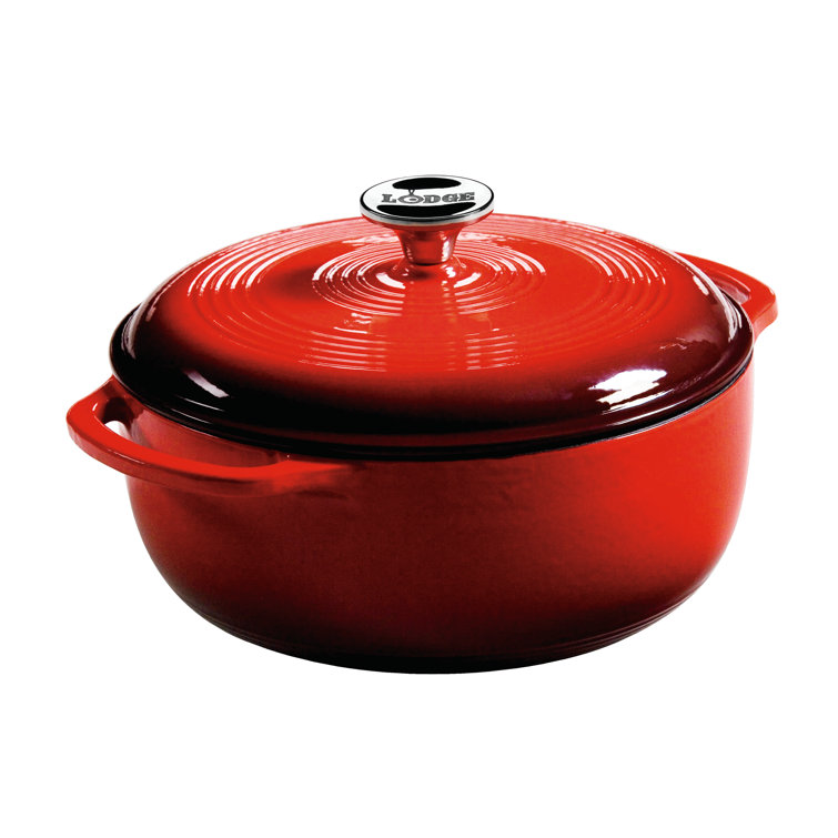 Elegant 6 Qt Red Enameled Cast Iron Dutch Oven