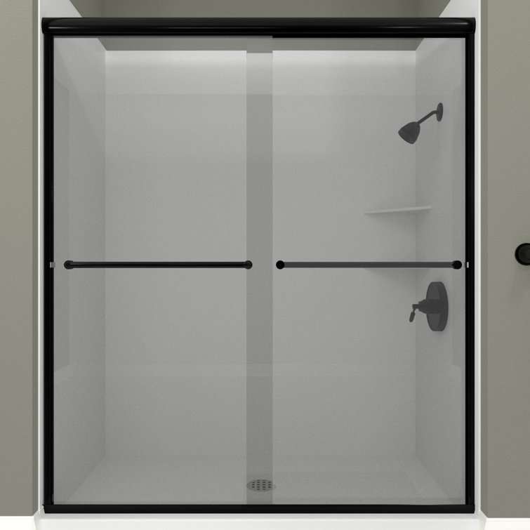 Leser 60" x 70" Matte Black Frameless Bypass Shower Door