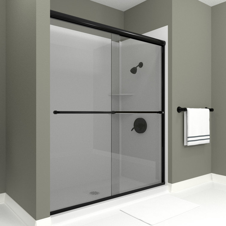 Leser 60" x 70" Matte Black Frameless Bypass Shower Door