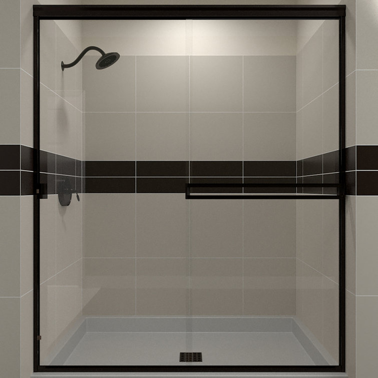 60-Inch Oil Rubbed Bronze Clear Glass Bypass Shower Door