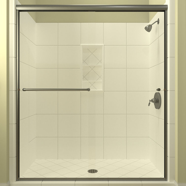 Euro 60" x 70" Brushed Nickel Clear Glass Bypass Shower Door