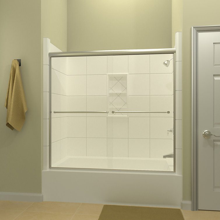 ETE 66" x 57" Polished Chrome Frameless Sliding Tub Door