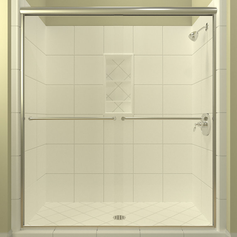 Euro Polished Chrome Frameless Bypass Shower Door with Clear Glass