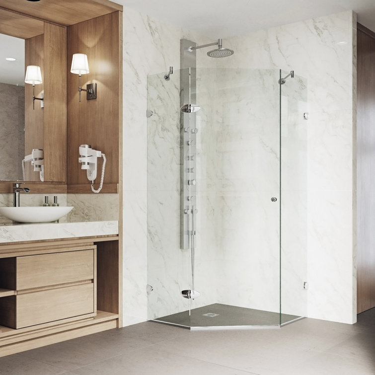 Verona 42" Frameless Neo-Angle Shower Enclosure with Brushed Nickel Hardware