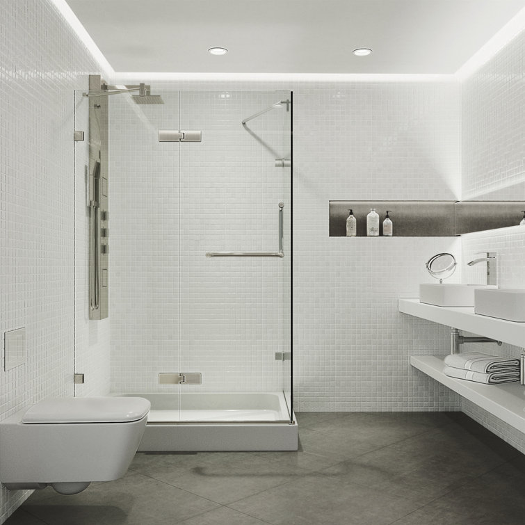 Monteray 48" x 32" Frameless Clear Glass Shower Enclosure with Brushed Nickel Hardware