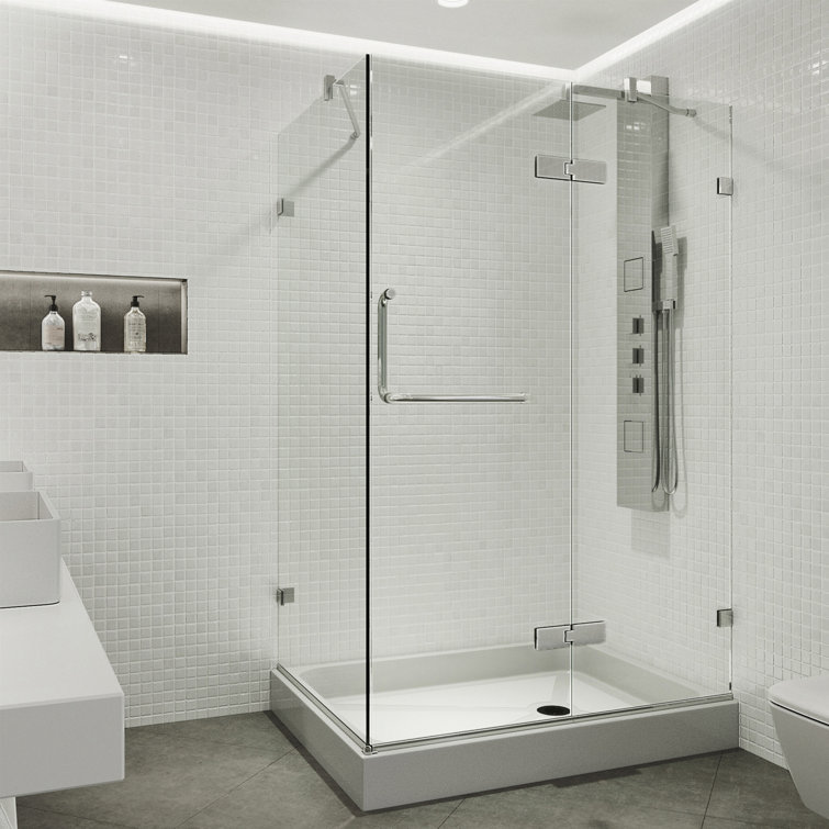 Monteray Frameless Chrome Shower Enclosure with Clear Glass and Base