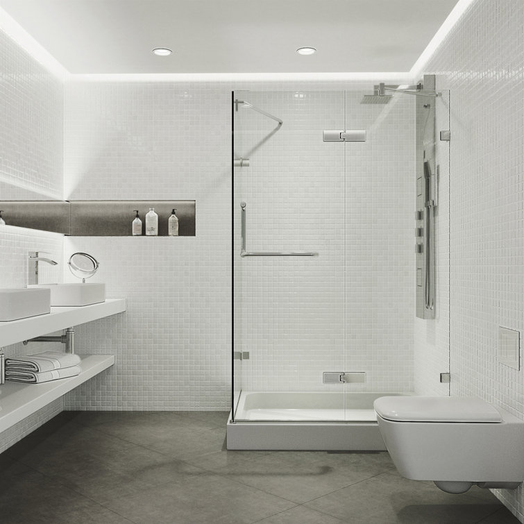 Monteray Frameless Chrome Shower Enclosure with Clear Glass and Base