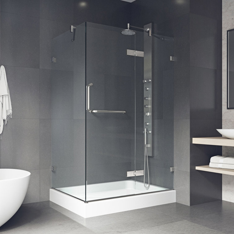 Monteray Frameless Chrome Shower Enclosure with Clear Glass and Base