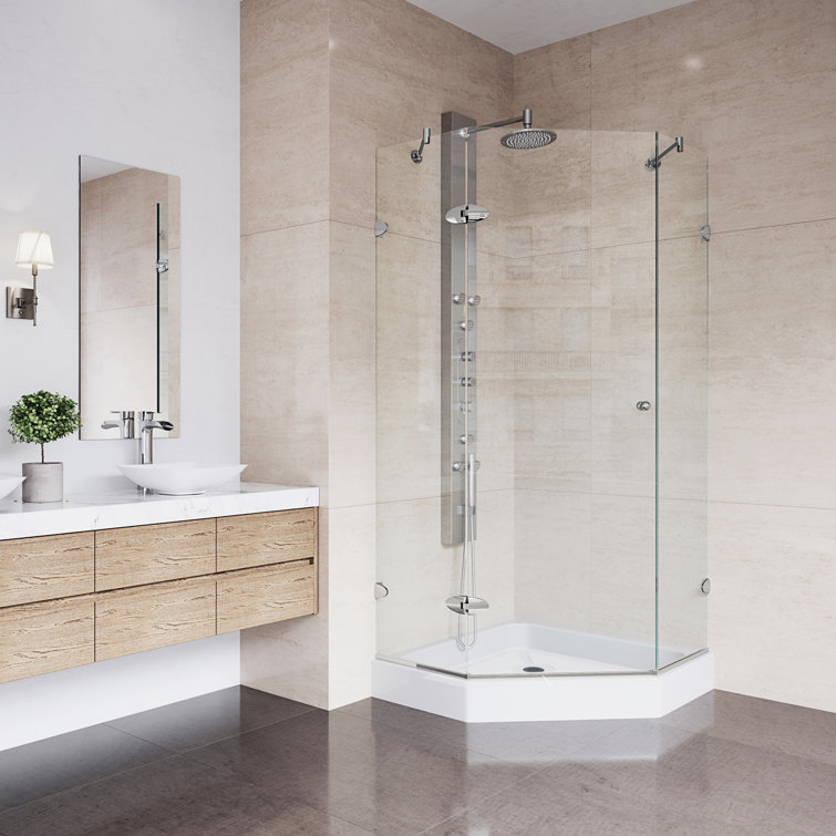 Verona 42" Clear Glass Frameless Neo-Angle Shower Enclosure