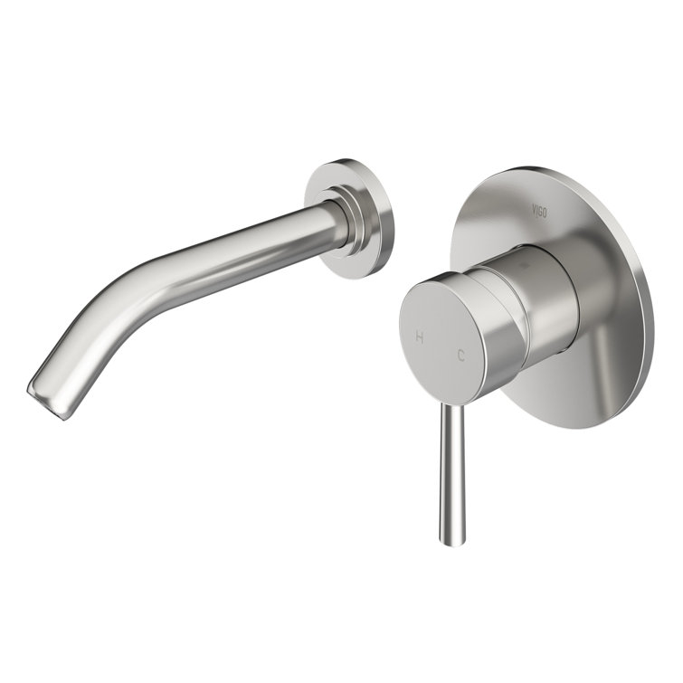 Modern Black and Nickel Wall Mounted Widespread Faucet