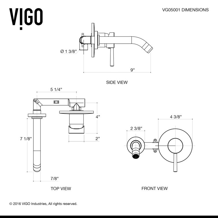 Modern Black and Nickel Wall Mounted Widespread Faucet