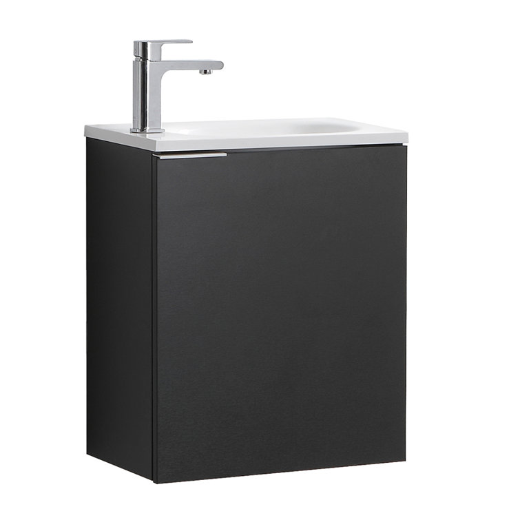 Valencia 20" Black Wall-Mount Vanity with White Acrylic Sink